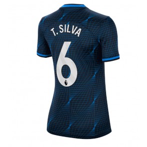 Chelsea Thiago Silva #6 Replika Udebanetrøje Dame 2023-24 Kortærmet
